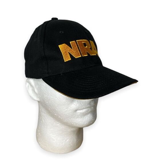 NRA Black Embroidered Hat Logo National Rifle Association USA Flag Adjustable - Picture 2 of 9